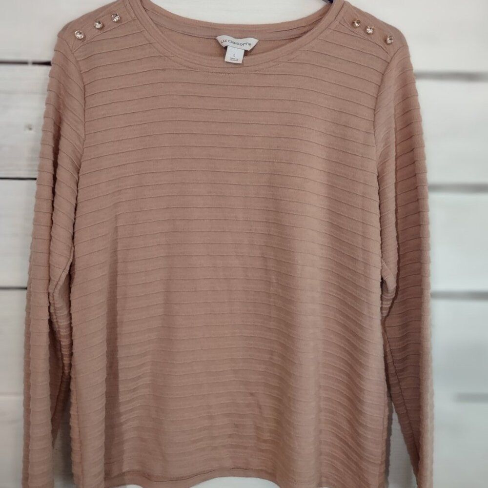 Liz Claiborne Women's Long Sleeve Sweater with Embellished Rhinestones